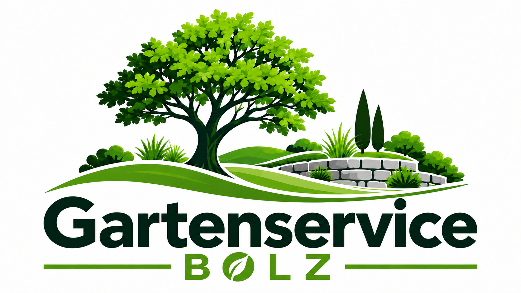 Gartenservice Bolz – Baumlogo mit Blatt im O